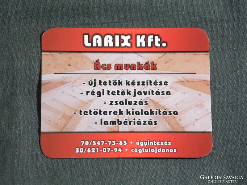 Kártyanaptár, kisebb méret, Larix ács tetőépítés, javítás, Pécs, 2005, (6)