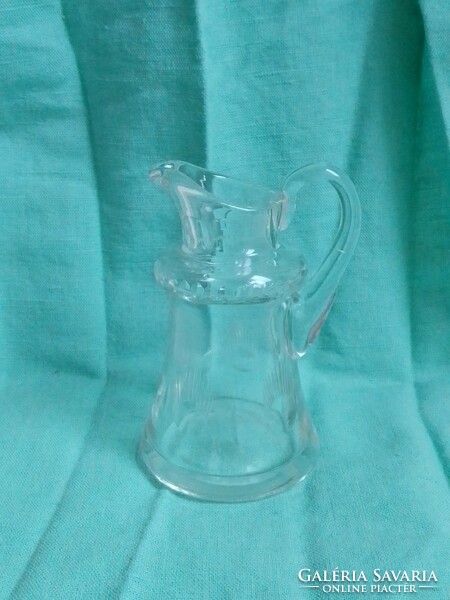 Antique Old Small Mini Polished Handle Crystal Vinegar Oil Blown Glass Handle Pouring Pitcher