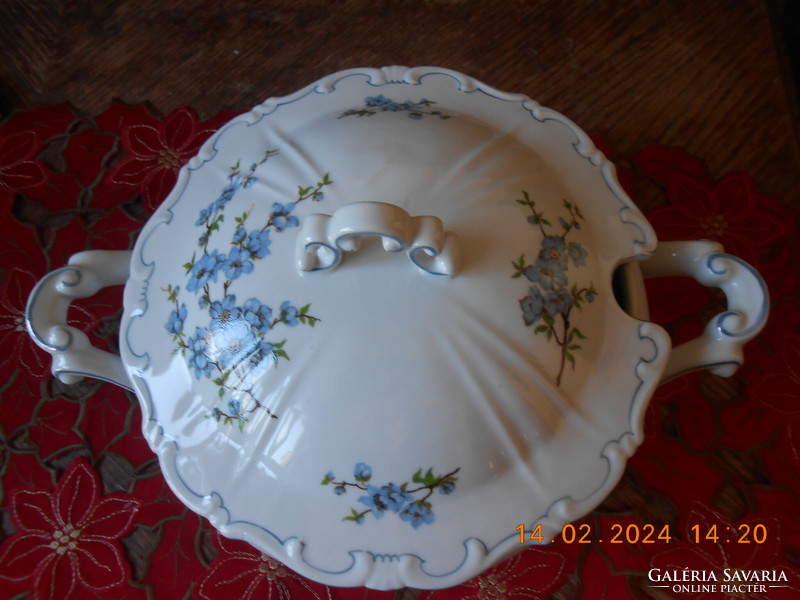 Zsolnay blue peach blossom, blue feathered soup bowl