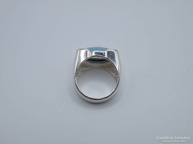 Uk0199 elegant blue stone silver 925 ring size 56 1/2