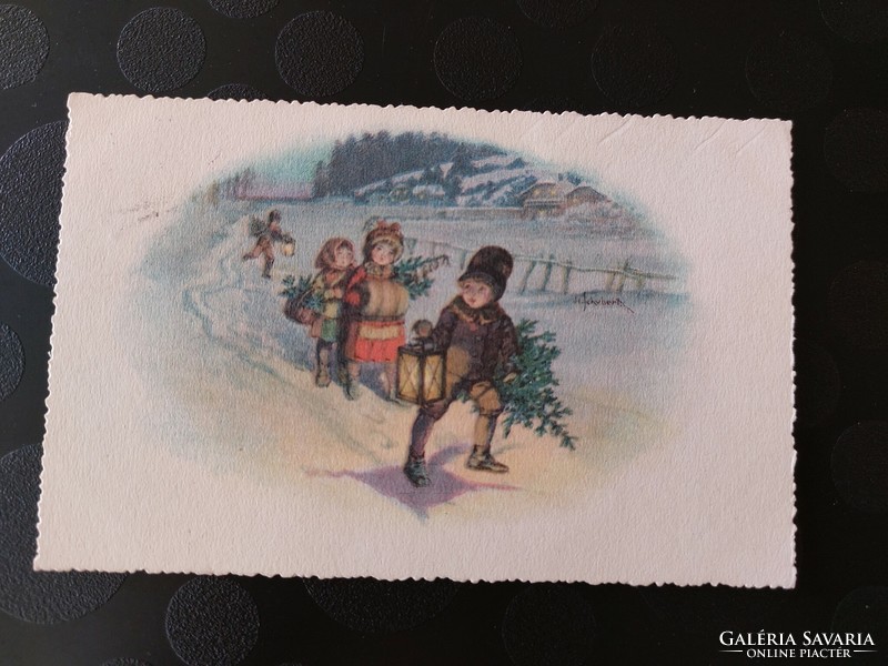 Old Christmas card h. Graphics by Schubert