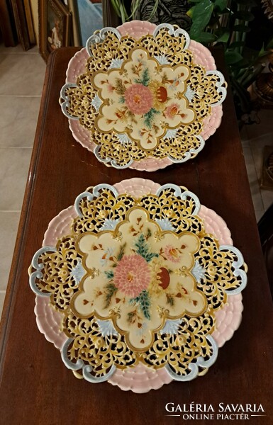 Pair of Zsolnay fabulous antique wall plates!