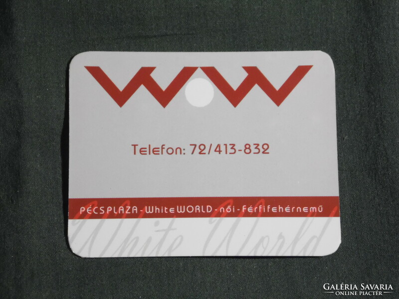 Kártyanaptár,kisebb méret, Pécs Pláza, White World fehérnemű üzlet, 2004, (6)