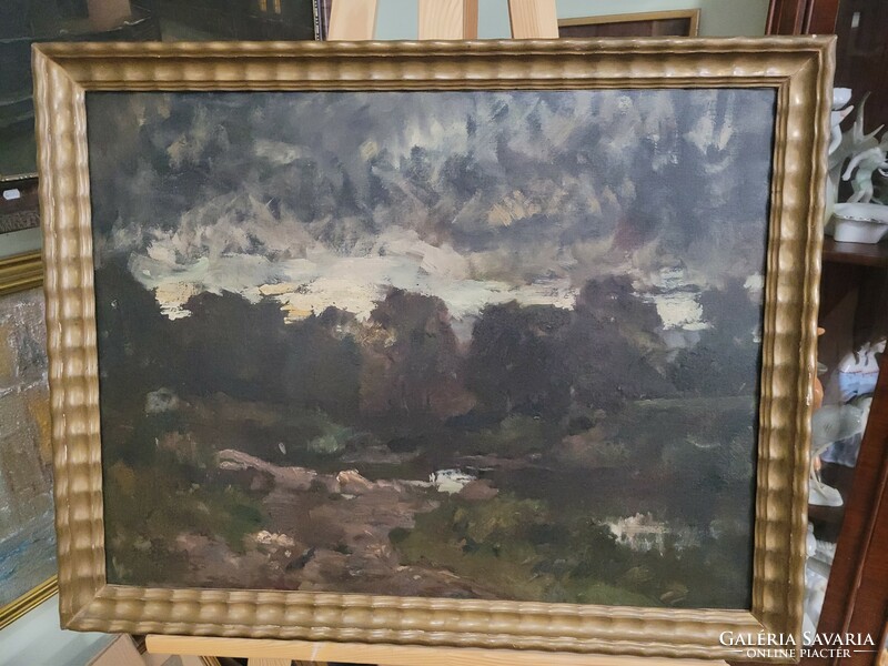 Jégh József (1899-1936): "Természetkép vihar előtt" olaj-vászon Festmény RITKA!