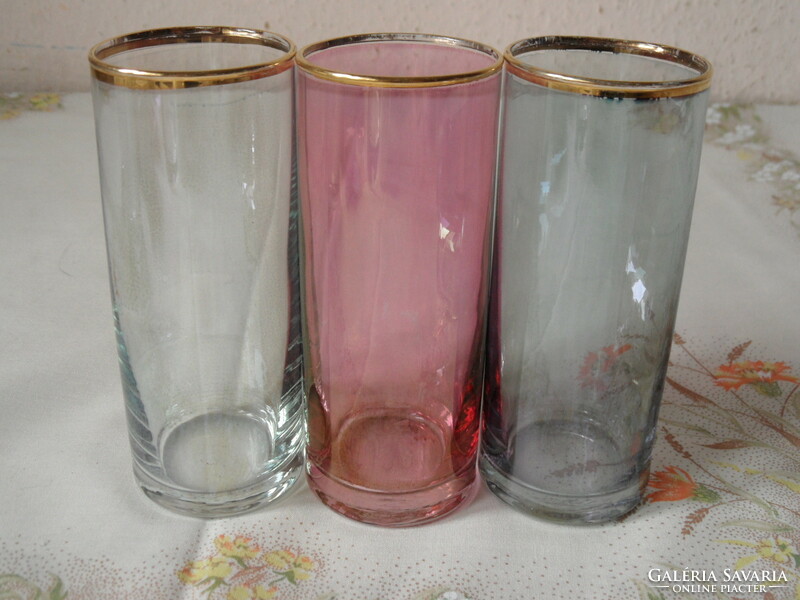 Retro old colored glass cups (6 pcs.)