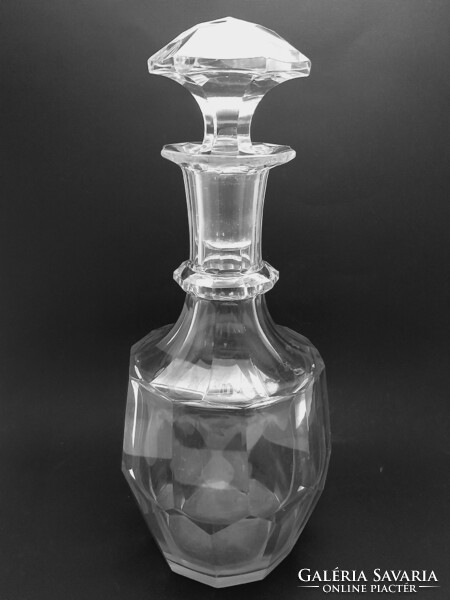 Biedermeier nagyméretű, nehéz üveg palack eredeti dugójával, 32,5 cm