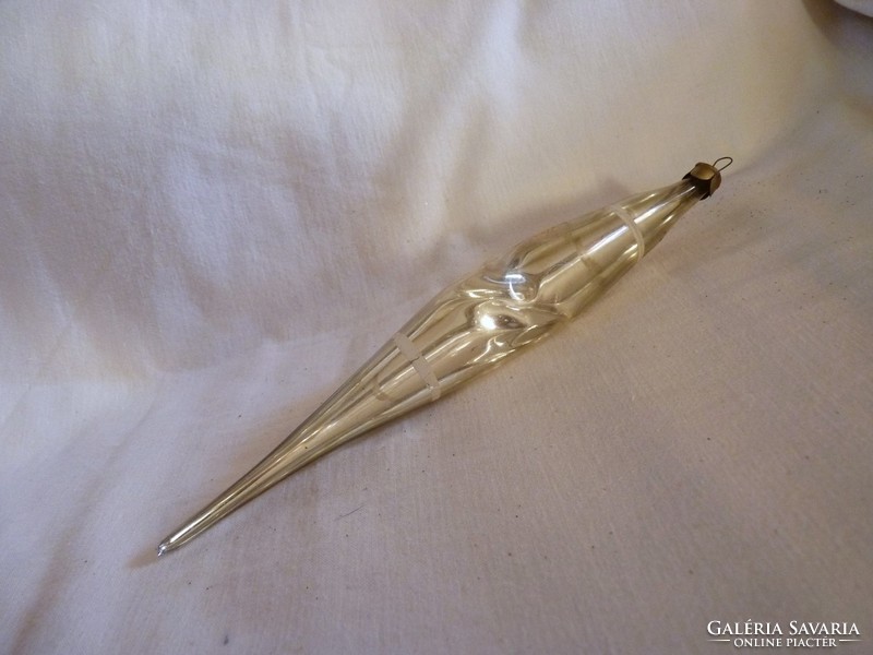 Old glass Christmas tree decoration - icicle (transparent!)