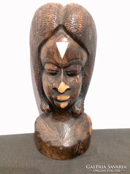 Beautiful African wooden female head bust