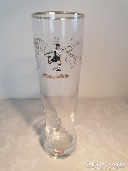 German soccer relic. Glass beer mug, 0.5 liter glass