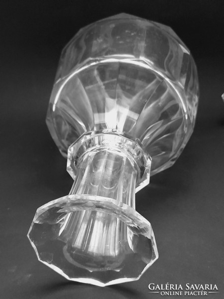 Biedermeier large heavy glass bottle with original stopper, 32.5 cm