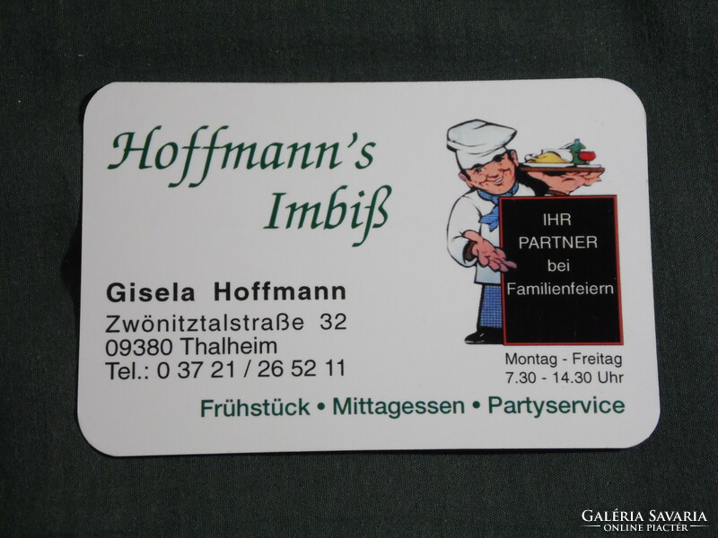 Kártyanaptár,Németország,Gisela Hoffmann büfé,Thalheim, grafikai rajzos szakács, 2005, (6)