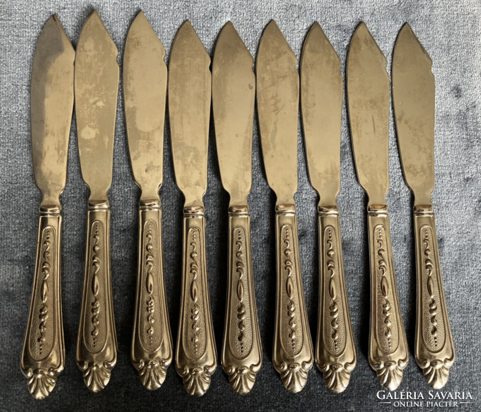 Silver-plated, old fish knife set