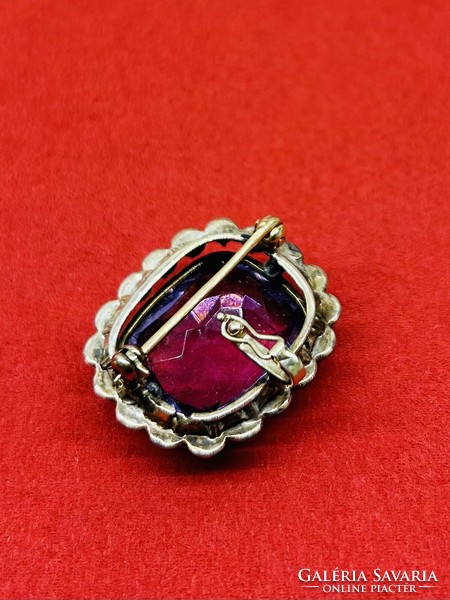 Beautiful antique diamond stone gold pendant + brooch (18k)