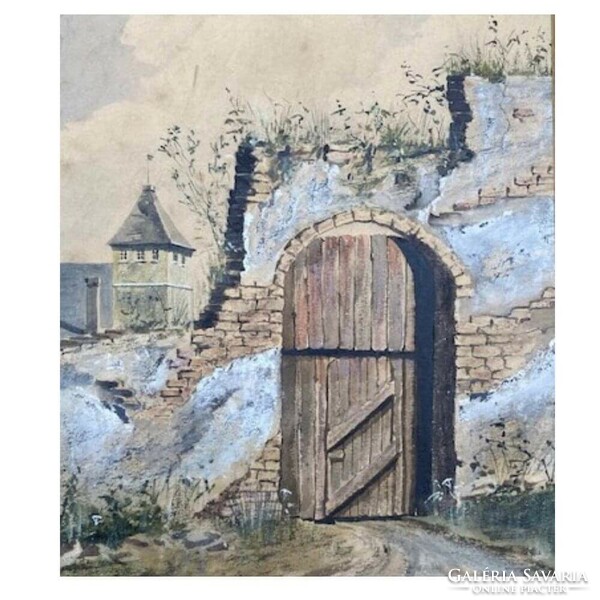 Gyula Háry - ruined castle - watercolor f00326