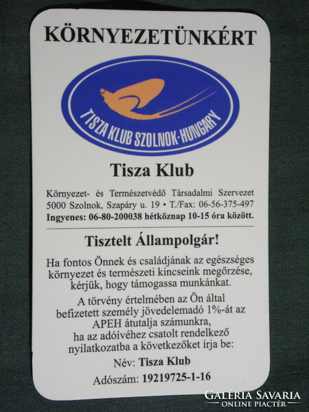 Kártyanaptár, Tisza Klub környezet és természetvédő szervezet, Szolnok, 2005, (6)