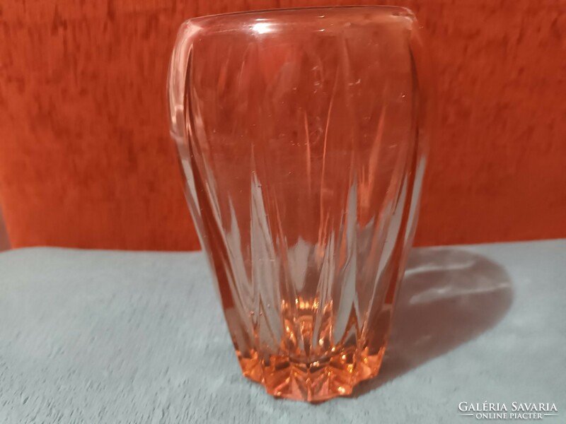 Special beautiful pink rounded thick, heavy glass vase - with video