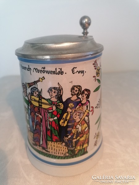 Angel band picture, German beer mug, tin top, collector's item