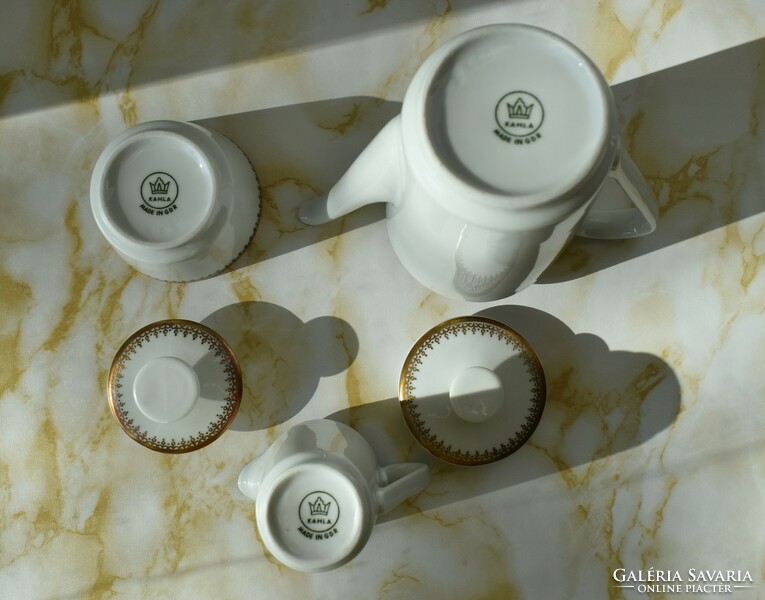 Retro aranyozott szélű Kahla GDR német porcelán teás, kávés készlet, 6 személyes