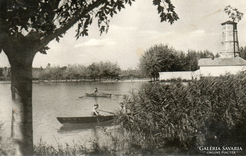 568 --- Running postcard gyoparosfürdő - boating lake
