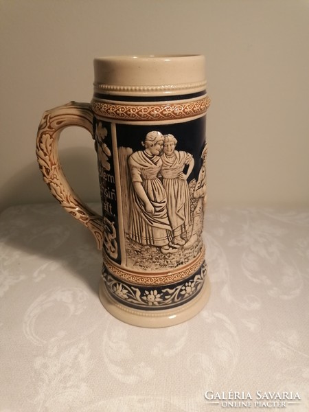 German still life scene beer mug, beautiful antique, 1896. Marked! Collector's item!