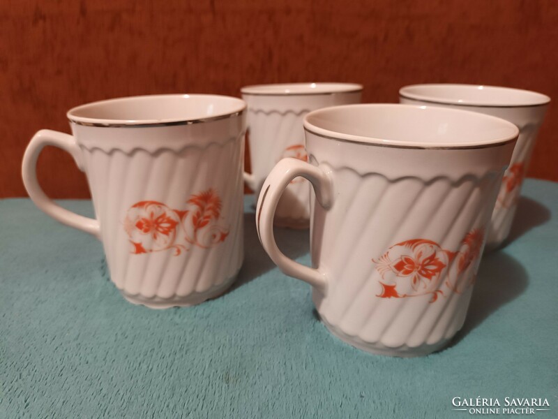 Iris (jrjs) Cluj Napoca - old rare flower pattern mugs 4 in one - made in Romania