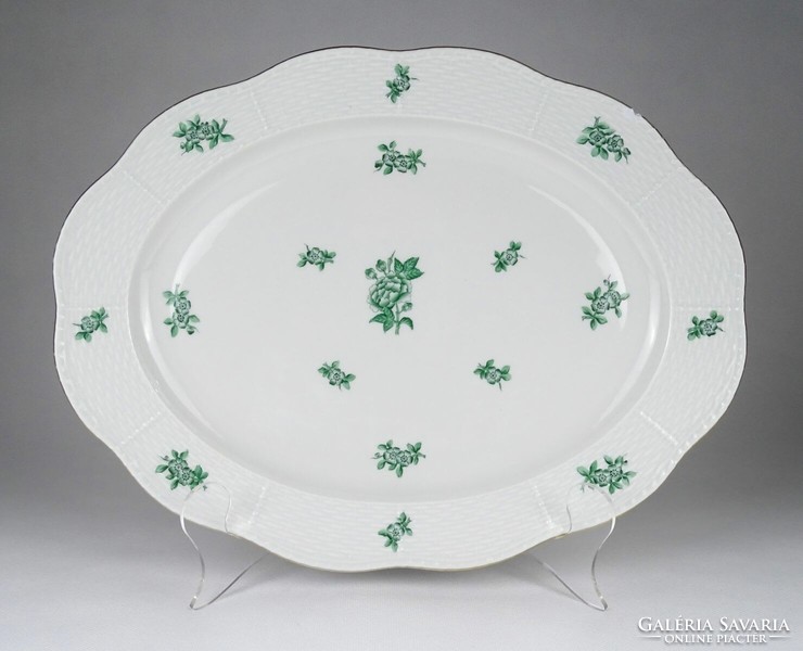 1Q457 old damaged green Eton pattern Herend porcelain steak bowl 28 x 37 cm 1949