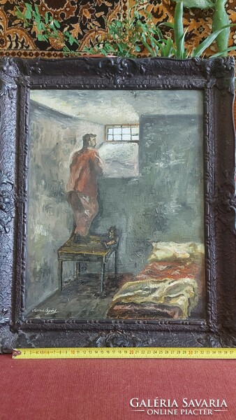 Árpád Romek oil painting (1883-1960) in captivity
