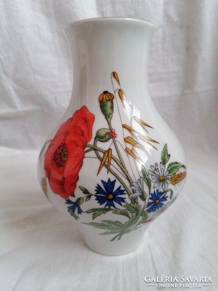 Zsolnay porcelain vase with poppies and field flowers