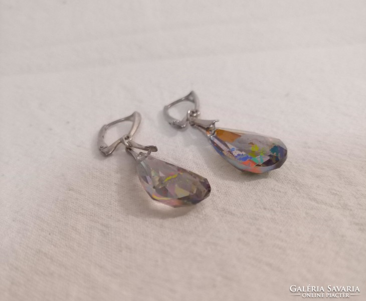 Swarovski rainbow crystal silver earrings