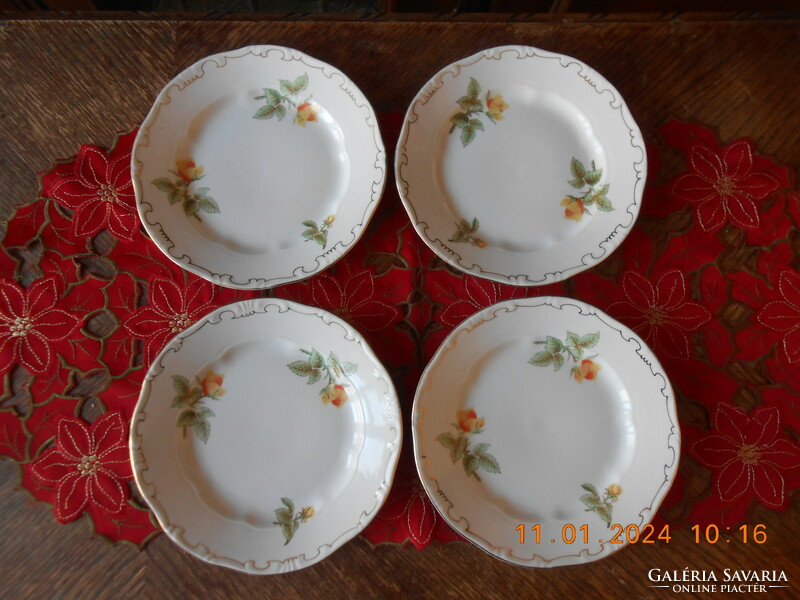 Zsolnay sárga rózsa mintás süteményes tányér I