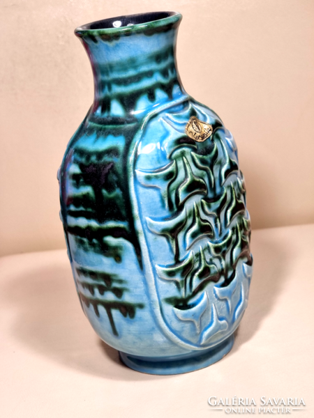 Türkíz Német váza Ü-Kerámia (Uebelacker)1244 17 / modell. 1960-as évek