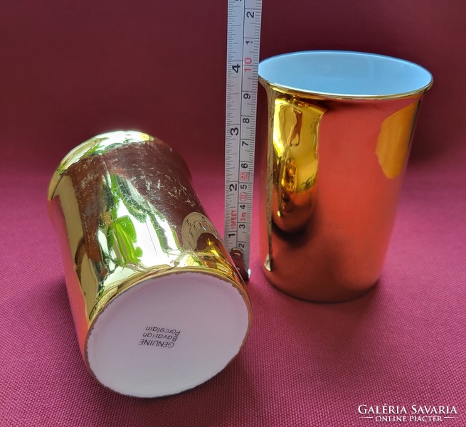 Ilona Bavaria dúsan aranyozott német porcelán csésze bögre tál kagyló tálka asztalközép kínáló váza
