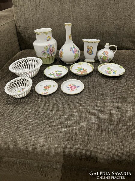 Herend Victoria patterned bowls, baskets and small vases are for sale together!