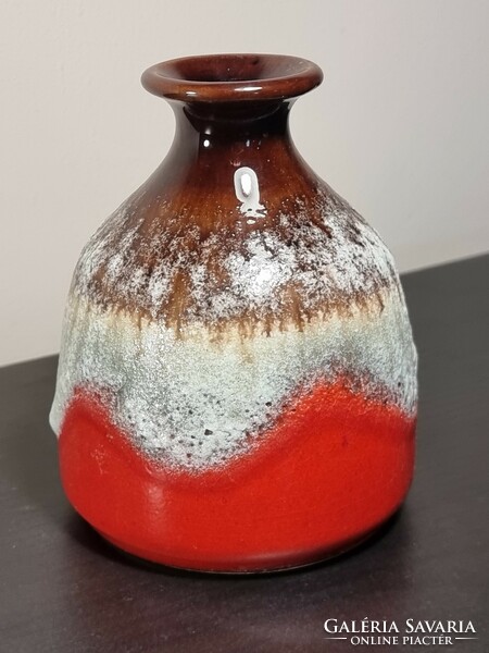 Brown and red fat lava baj ceramic vase 8212/model. West German ceramics, 1970s