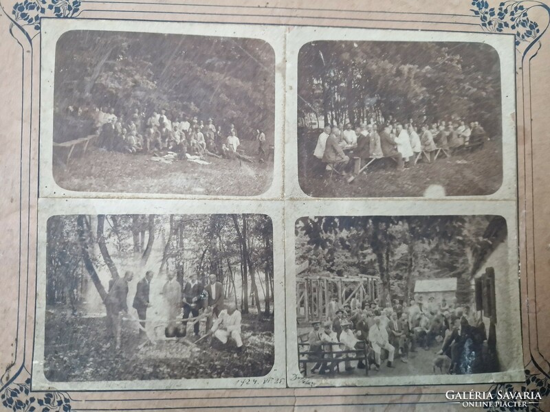 Régi fotók egy kirándulásról, négy darab fotó kartonra ragasztva, 1924.VI.25. évszámmal