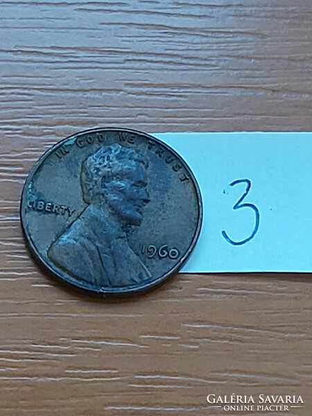 Usa 1 cent 1960 abraham lincoln, copper-zinc 3