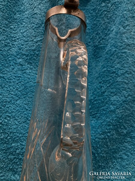 Ezüst fedelű csiszolt ólomkristály karaffa M100
