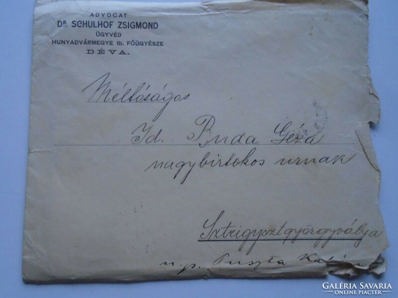 Za486.9 - Letter 1906 dr. Zsigmond Schulhof, lawyer - chief prosecutor of Hunyad county - strisztgyörgyváralja