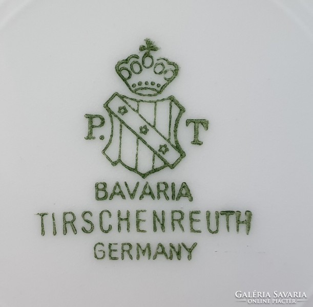 Tirschenreuth Bavaria német porcelán kistányér süteményes tányér virág mintával kézzel festett