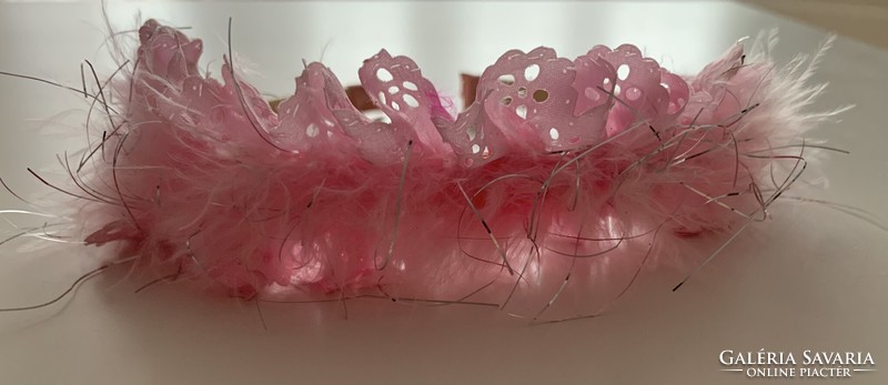 Beautiful fluffy marabou feather lace delicate pink baby girl headband