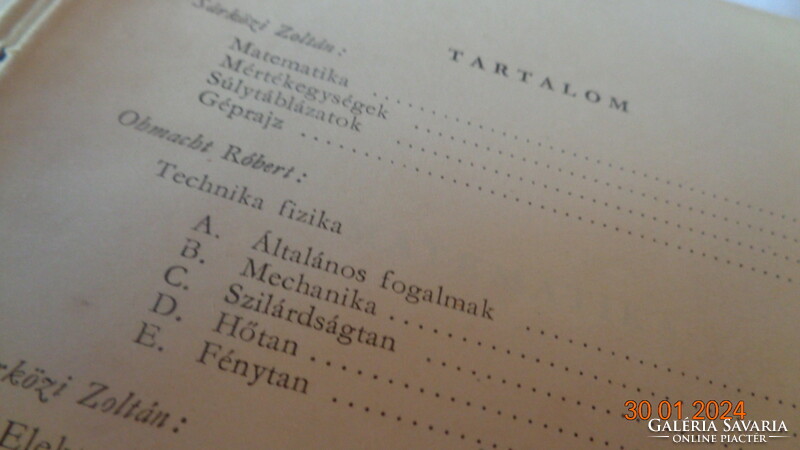 Technical tables, ohmacht-sárközi 1954.
