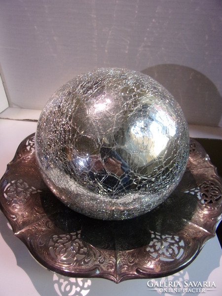 15 cm-es fényes ezüst repesztett dísz