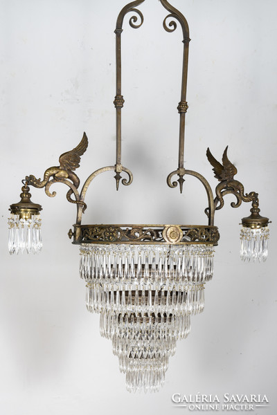 Art deco style chandelier with plastic dragon figures