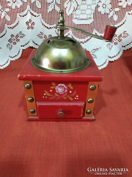 Old red wood - copper coffee grinder