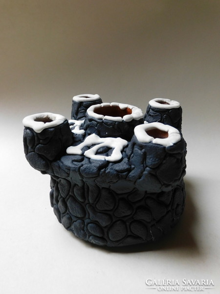 Király - retro ceramic craftsman vase - 5-hole chimney vase
