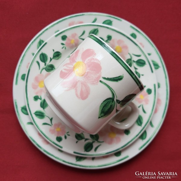 Vier Jahreszeiten német porcelán reggeliző szett csésze csészealj kistányér kávés teás virág minta