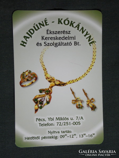 Kártyanaptár, Hajdúné Kókányné ékszerész üzlet, Pécs, gyűrű, nyaklánc, 2006, (6)