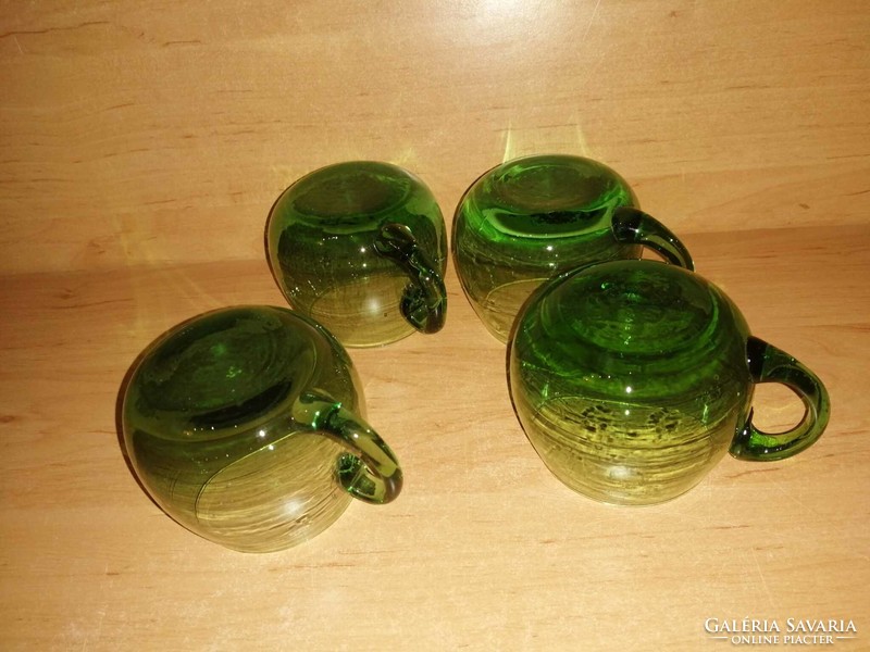 Zöld üveg füles pohár - 4 db egyben (18/K)