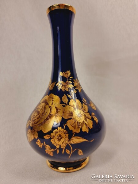 *Kpm royal cobalt blue bavaria handmade gold painting flower vase