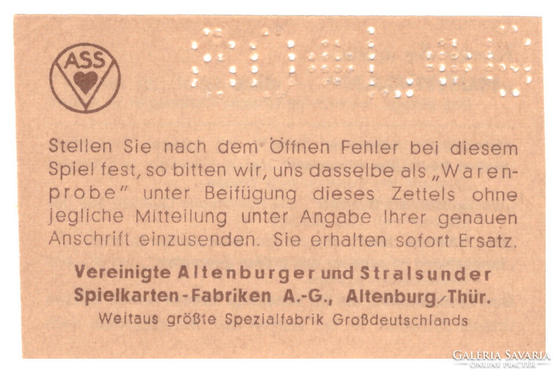311. Vegyes, francia és német sorozatjelű kongresszusi kártya ASS 1940 eredeti dobozában